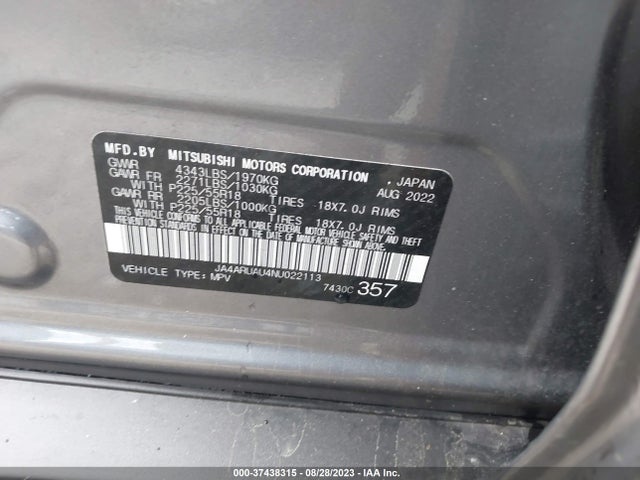 JA4ARUAU4NU022113 Mitsubishi Outlander Sport Es/le/se