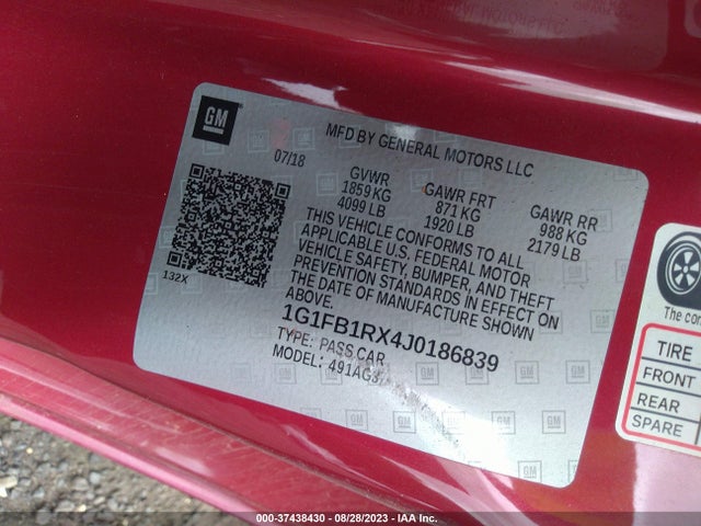 Chevrolet Camaro 1lt 2018 1G1FB1RX4J0186839 Image 9