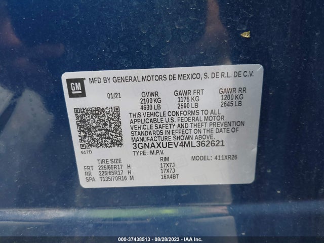 Chevrolet EQUINOX LT 2021 3GNAXUEV4ML362621 Image 9