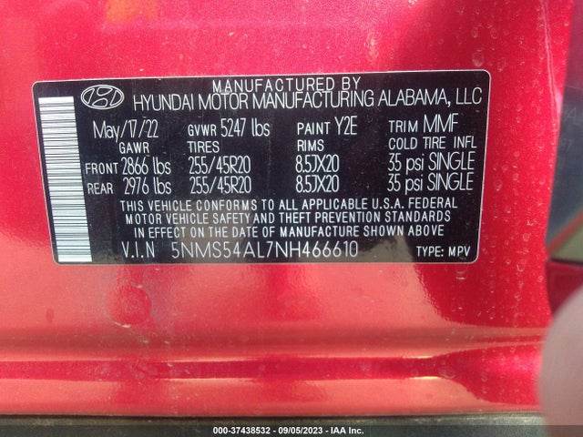 Hyundai Santa Fe Calligraphy 2022 5NMS54AL7NH466610 Image 9
