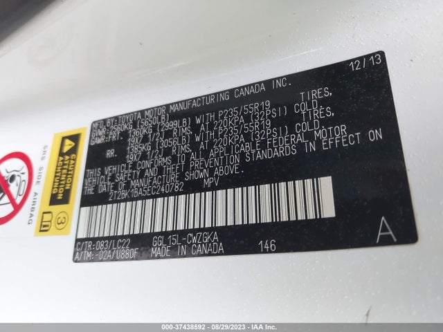 2T2BK1BA5EC240782 Lexus RX 350