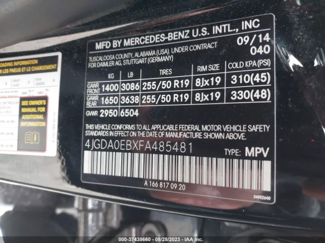 4JGDA0EBXFA485481 Mercedes-Benz M-class Ml 250 Bluetec