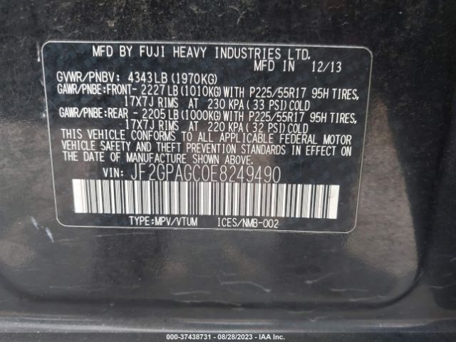 JF2GPAGC0E8249490 Subaru Xv Crosstrek Limited