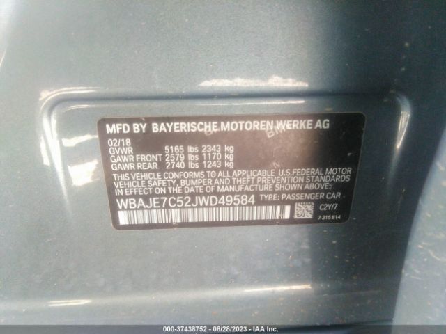 WBAJE7C52JWD49584 BMW 5 Series 540i Xdrive