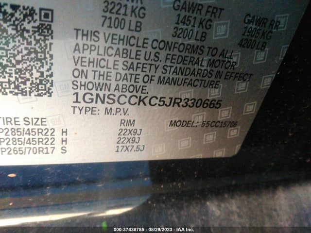 Chevrolet Tahoe Premier 2018 1GNSCCKC5JR330665 Image 9