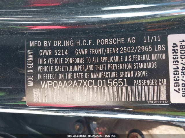 2012 PORSCHE PANAMERA WP0AA2A7XCL015651 Photo 8