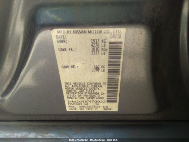 1N4AL3AP6JC470922 Nissan Altima 2.5 Sr