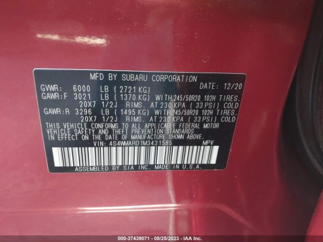 4S4WMARD1M3431585 Subaru Ascent Touring