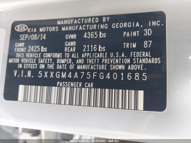 5XXGM4A75FG401685 KIA Optima Lx