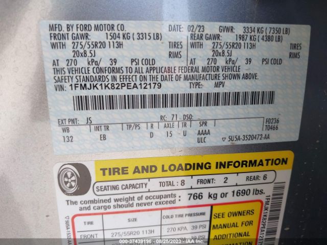 1FMJK1K82PEA12179 Ford Expedition Max Limited