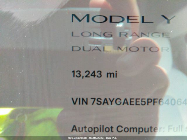7SAYGAEE5PF640647 Tesla Model Y Awd/long Range Dual Motor All-wheel Drive
