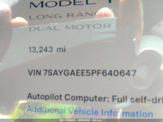 7SAYGAEE5PF640647 Tesla Model Y Awd/long Range Dual Motor All-wheel Drive