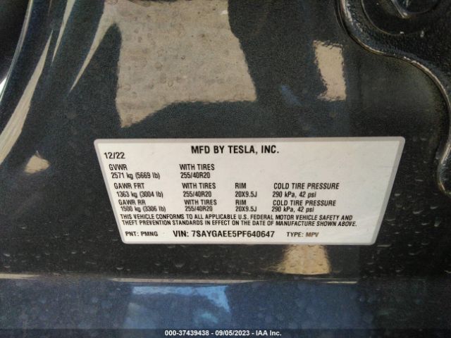 7SAYGAEE5PF640647 Tesla Model Y Awd/long Range Dual Motor All-wheel Drive