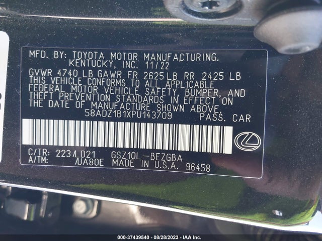 58ADZ1B1XPU143709 Lexus Es Es 350