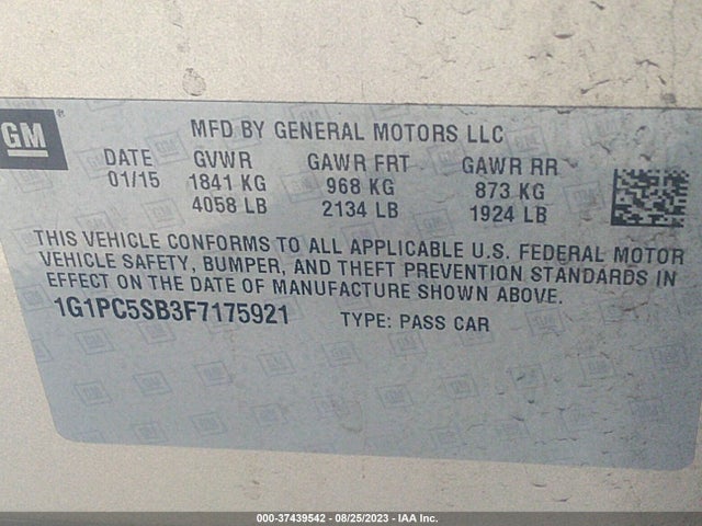 Chevrolet CRUZE LT 2015 1G1PC5SB3F7175921 Image 9