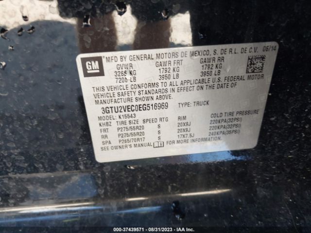 3GTU2VEC0EG516969 GMC Sierra 1500 Slt