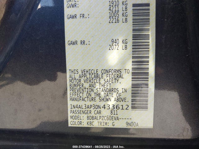2013 NISSAN ALTIMA 2.5 VIN: 1N4AL3AP3DN433612