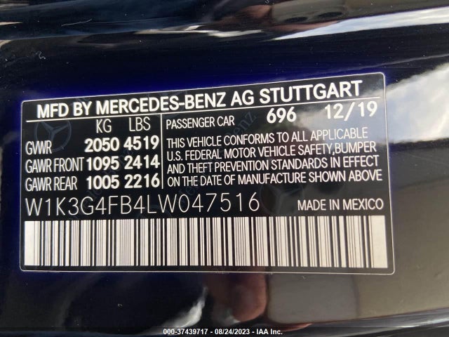 2020 Mercedes-benz A-class A 220 მანქანა იყიდება აუქციონზე, vin: W1K3G4FB4LW047516, აუქციონის ნომერი: 37439717
