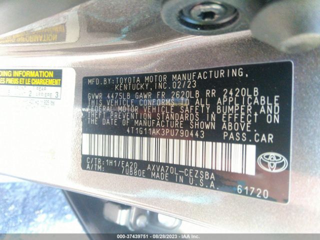 4T1G11AK3PU790443 Toyota Camry Se/se Nightshade