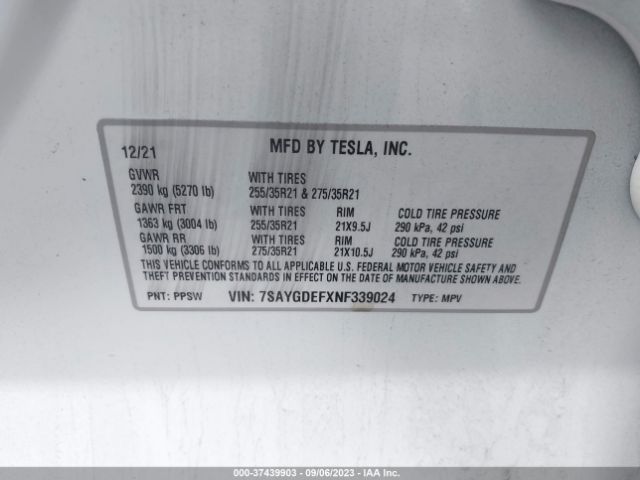 7SAYGDEFXNF339024 Tesla Model Y Performance