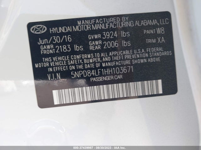 Hyundai Elantra Limited 2017 5NPD84LF1HH103671 Image 9