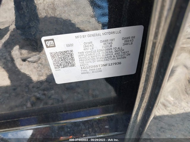 Chevrolet MALIBU LT 2022 1G1ZD5ST3NF127936 Image 9
