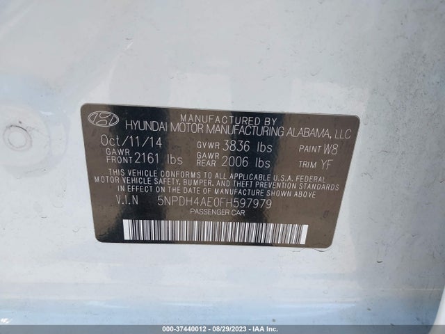 Hyundai ELANTRA SE 2015 5NPDH4AE0FH597979 Image 15