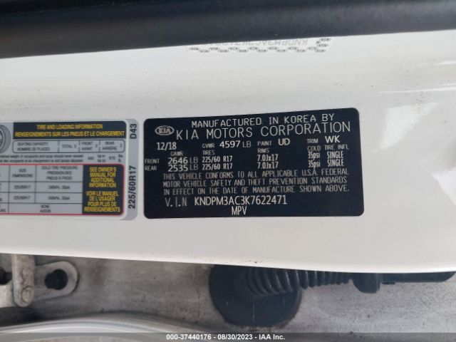 KNDPM3AC3K7622471 KIA Sportage Lx