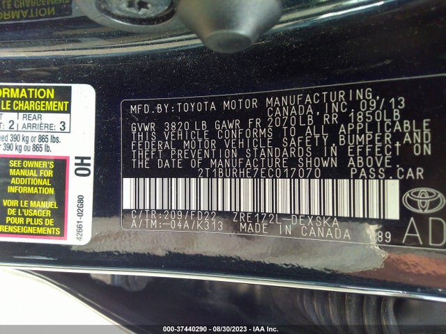 Toyota Corolla L/le/s/s Plus/le Plus 2014 2T1BURHE7EC017070 Image 9