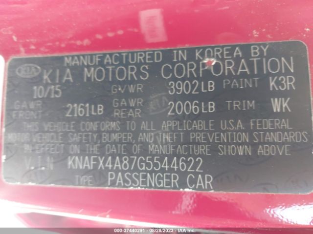 KNAFX4A87G5544622 KIA FORTE EX