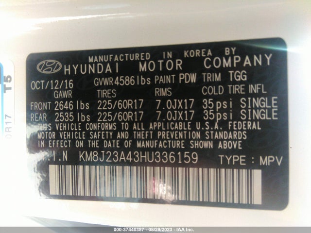 Hyundai TUCSON SE 2017 KM8J23A43HU336159 Image 15