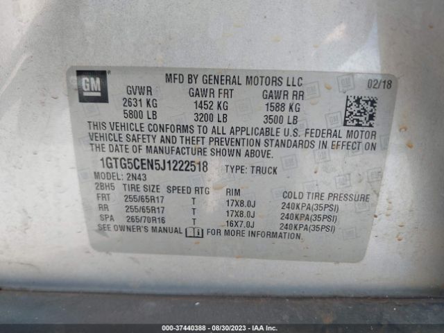 1GTG5CEN5J1222518 GMC Canyon 2wd Sle