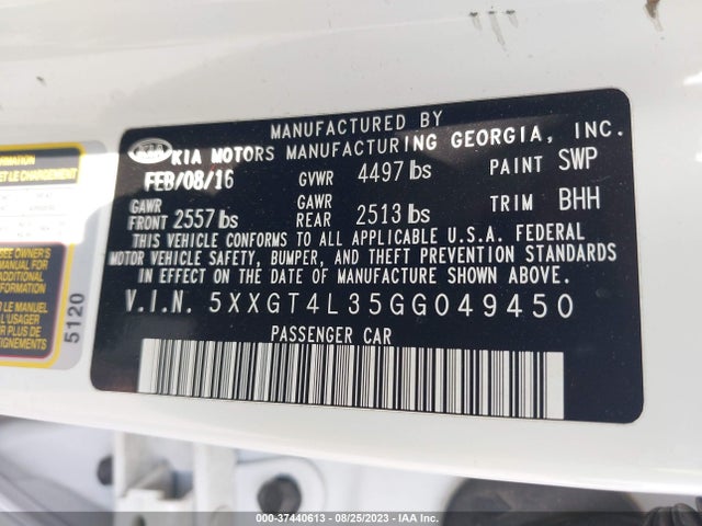 KIA Optima Lx 2016 5XXGT4L35GG049450 Image 9