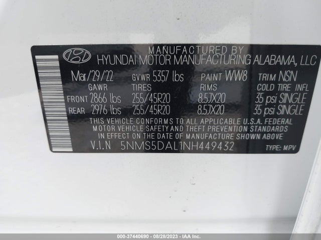 Hyundai Santa Fe Calligraphy 2022 5NMS5DAL1NH449432 Image 9
