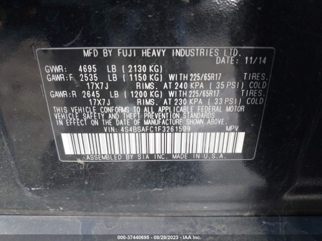 4S4BSAFC1F3261599 Subaru Outback 2.5i Premium