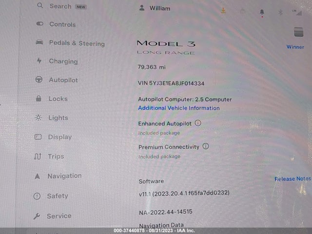 Tesla Model 3 Range Battery 2018 5YJ3E1EA8JF014334 Image 7