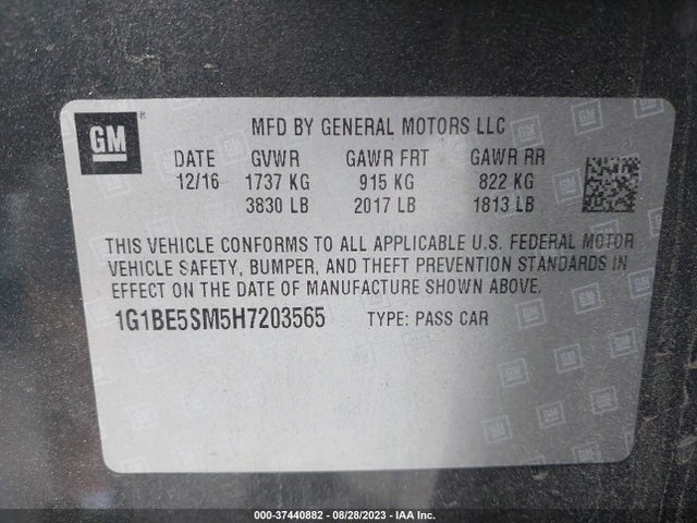 Chevrolet CRUZE LT 2017 1G1BE5SM5H7203565 Image 9