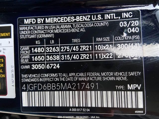 4JGFD6BB5MA217491 Mercedes-Benz Gle Amg Gle 53