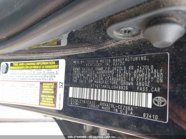 Toyota CAMRY SE 2020 4T1G11AK0LU948926 Image 9