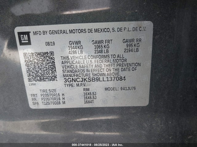 Chevrolet TRAX LS 2020 3GNCJKSB9LL137084 Image 9