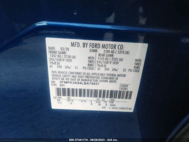 2FMPK3K94LBA76857 Ford Edge Titanium