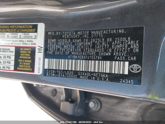Toyota AVALON XLE 2015 4T1BK1EBXFU155784 Image 9