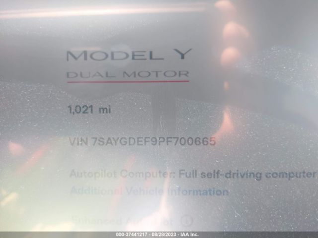 7SAYGDEF9PF700665 Tesla Model Y Performance