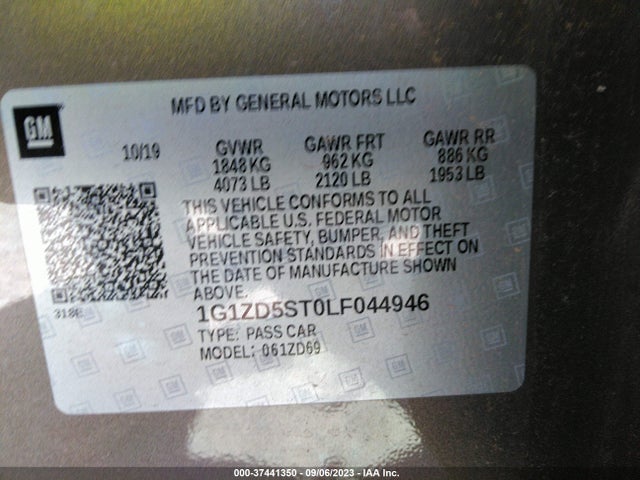 Chevrolet MALIBU LT 2020 1G1ZD5ST0LF044946 Image 9