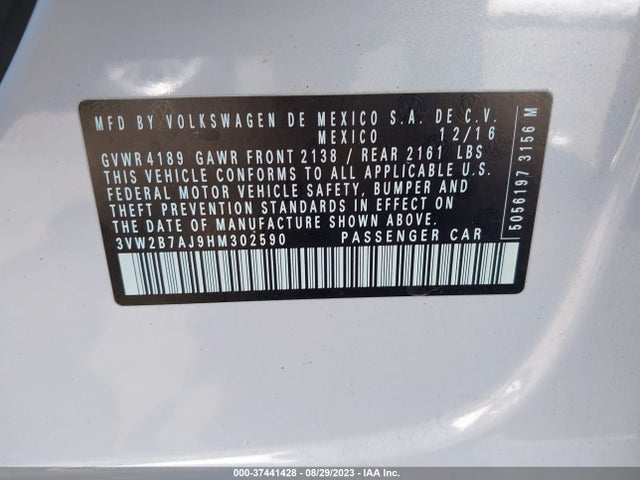 3VW2B7AJ9HM302590 Volkswagen Jetta 1.4t S