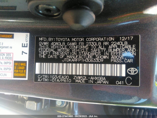 Toyota Prius Prime Plus/premium/advanced 2017 JTDKARFP1H3063309 Image 9