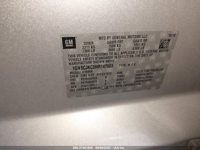 Chevrolet Suburban Premier 2017 1GNSCJKC8HR147663 Image 9