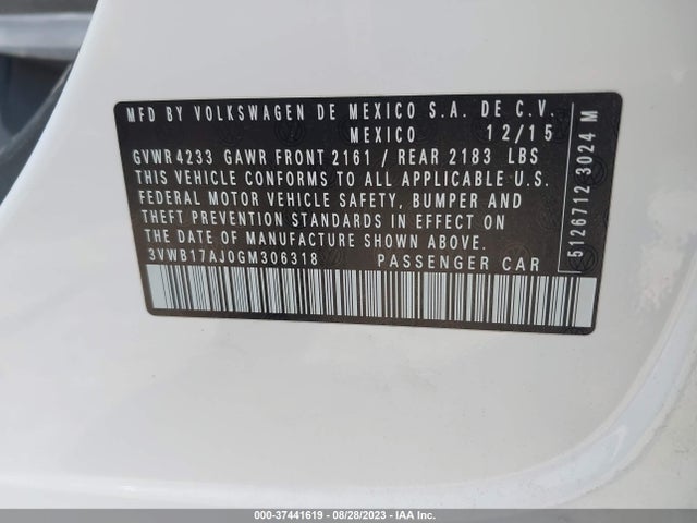 3VWB17AJ0GM306318 Volkswagen Jetta Sedan 1.8t Sport