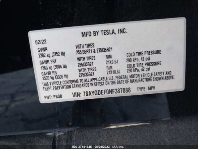7SAYGDEF0NF387888 Tesla Model Y Performance