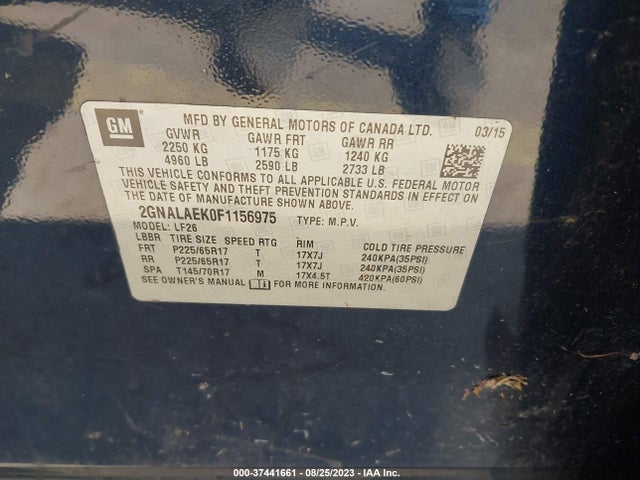 Chevrolet EQUINOX LS 2015 2GNALAEKOF1156975 Image 9